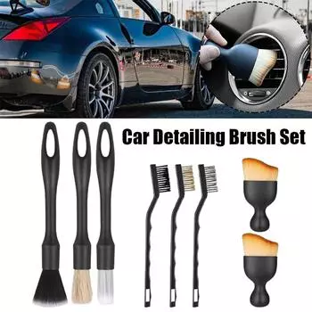 8pcs/set Car Cleaning Brush Air Conditioner Outlet Dust Removal Brush Seat Cleaning Car Interior Detailing Kit