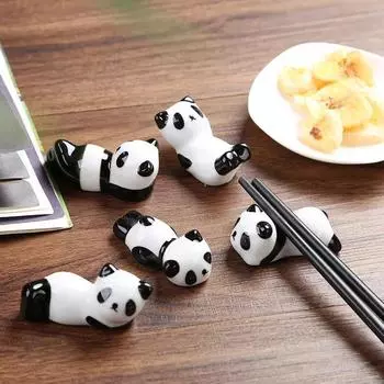 8pcs/set Chinese Ceramic Holder Chopsticks Cute Panda Rest Home Decor Chopstick Holder Stand Kitchen Accessories Home Gadgets