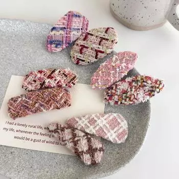 8Pcs/Set Hair Clips Autumn/winter Tweed Check Geometry Hairpins for Woman Girls Sweet Barrettes Child Cute Hair Accessories Gift