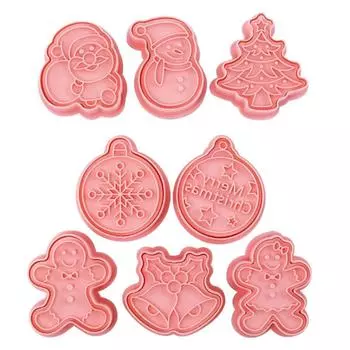 8Pcs/set Halloween Cookie Molds 3D Cartoon Pressable Christmas Biscuit Mould Cookie Kitchen Baking Pastry Bakeware Tool