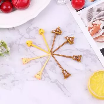 8 шт./набор мини-вилка для фруктов в виде медведя из мультфильма для детей, закуска, десерт, торт, бенто, обед, украшение для вечеринки, милые вилки