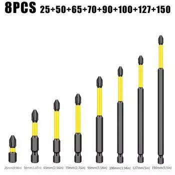 8pcs/set Non-slip Cross Screwdriver Bit Magnetic Batch Head Screwdriver Bit Head Wind Screwdrivers