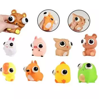 8 шт./компл. Игрушки для снятия стресса с выпученными глазами, игрушки для животных с медленным отскоком TPR, игрушки для снятия стресса, свиньи, кролика, собаки, сенсорные игрушки для детей и взрослых, подарок на день рождения 1 Set