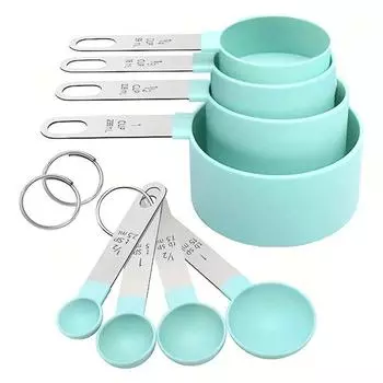 8pcs/set Stainless Steel Measuring Cups and Spoons Set Deluxe Premium Stackable Tablespoons Home Tools Kitchen Accessories серый
