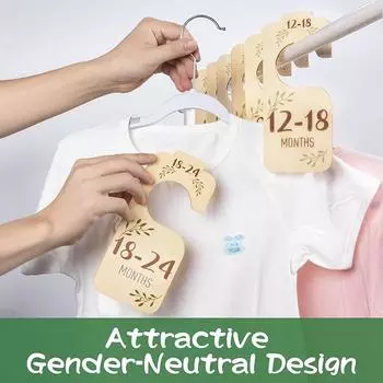 8Pcs/Set Storage Organizer Home Newborn To 24 Month Gift Baby Closet Divider Size Dividers Wood Card Clothes Hanger