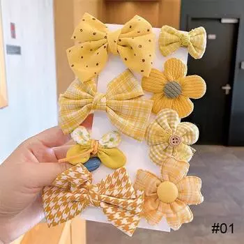 8Pcs/Set Sweet Big Bow Flower Elastic Hairbands Children Girls Hair Ties Fashion Headbands Hair Accessories Rubber Band For Kid