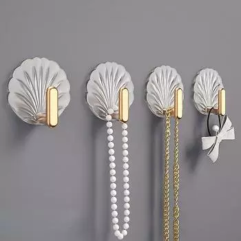 8Pcs Shell Shape Wall Hook Kitchen Bathroom Multifunction Punch Free Hooks Coat Hanger Home Decoration Paste Style Hooks 8pcs чистый