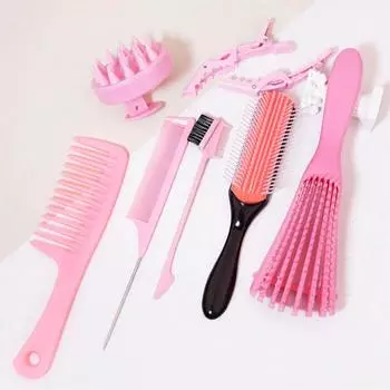 8pcs Styling Tools Set, Including Dyeing Brush, Air Cushion Massage Hair comb,Eight Claw Comb Etc.Household Use Styling Tools чёрный