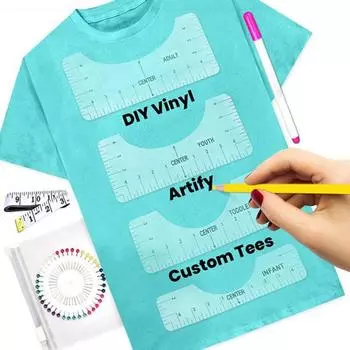 8 шт. линейка для выравнивания футболки со шкалой, цифрами и маркировкой, термопресс, измерительный шаблон из ПВХ, швейные принадлежности, портативное центрирующее руководство чистый