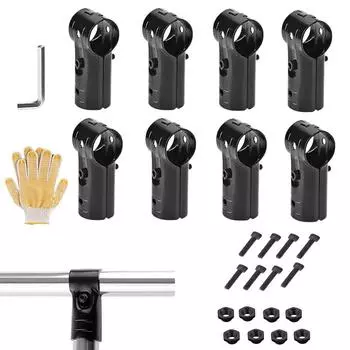 8Pcs T-Type Pipe Clamp Pipe Connector Clamp With Hex Wrench And Gloves 1 Inch Stainless Steel Clamp For Pipe Fence Reinforcement 1 inch