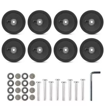 8Pcs Travel Luggage Suitcase Replacement Wheels 55mm Black Plastic Caster Wheels Repair Kits Shelf Replacement Wheels