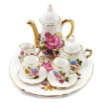 8шт 1:12 кукольный домик миниатюрная столовая посуда фарфоровый чайный сервиз блюдо чашка тарелка 8pcs