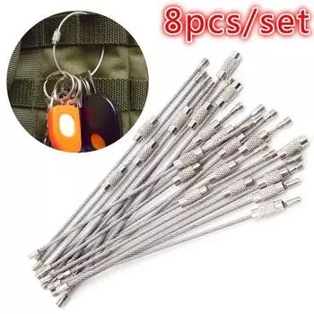 8шт брелок из нержавеющей стали проволочный трос петля проволочный трос винтовой замок пряжка One Size серебряный