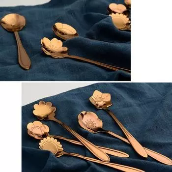 8шт цветок из нержавеющей стали кофе чайная чашка ложка чайная ложка кухонный инструмент подарок серебряный