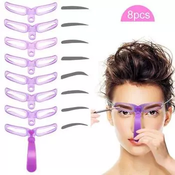 8шт DIY Eyebrow Shaper Makeup Template Eyebrow Grooming Shaper Stencil Kit 8pcs/set