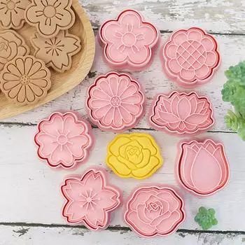 8шт формочки для печенья в форме цветка 3D пластиковые формы для печенья штамп для выпечки