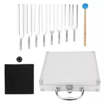 8шт камертон для йоги алюминиевый сплав частотные вилки с молоточком аксессуары для медитации