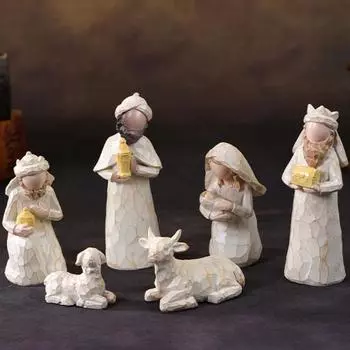 8шт/комплект Рождение Иисуса фигурка смола Рождество Адвент Ясли Иосиф Дева Мария Три волхва