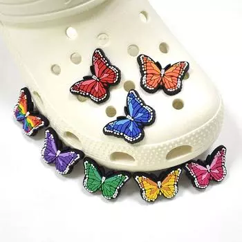 8шт красочные бабочки серии ПВХ обувь подвески украшения для крокодилов сабо аксессуары 8pcs