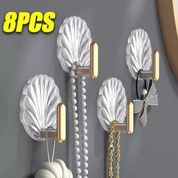 8шт крючки без отверстий крючки прихожая спальня мощные липкие крючки многофункциональные прозрачные крючки гостиная кухня хранение
