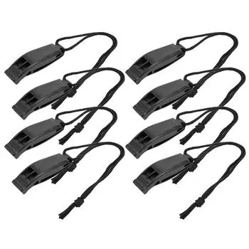 8шт KS-923 пластиковый аварийный свисток для водных видов спорта и выживания на открытом воздухе с двумя частотами чёрный