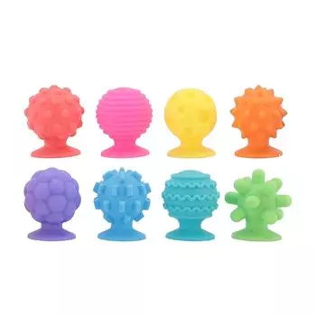 8шт. Набор сенсорных игрушек с силиконовыми присосками, рельефные текстурированные игрушки на присосках, текстурированные сенсорные игрушки для детей