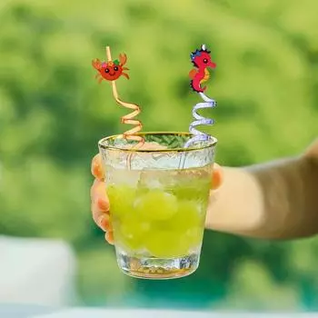 8шт Напитки Соломинки Экологически чистый BPA Бесплатный Легкий Легкий Хороший Океан Тематический Милые Животные Питье Декор Подарки на День Рождения