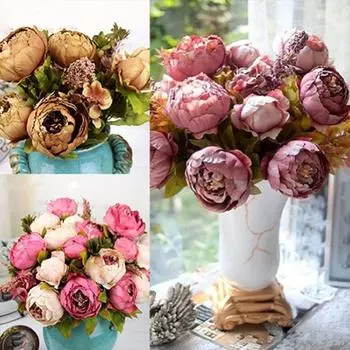 8шт поддельные цветы прочный без полива роскошный винтажный декоративный букет из искусственного пиона для сада