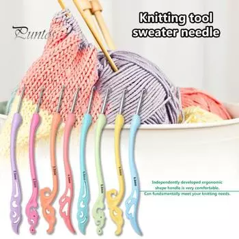 8шт старинные разноцветные мягкие крючки с мягкой ручкой вязальные спицы швейные инструменты разноцветный