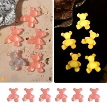 8шт Стильный творческий легкий дизайн ногтей светящийся медведь художественное украшение для девочки