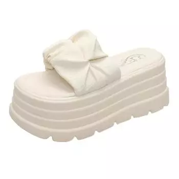 8СМ Летние женские тапочки Новые плиссированные Толстая подошва Папины кроссовки Повседневные Шлепанцы на высокой платформе Досуг Уличные шлепанцы Кроссовки Женские 34