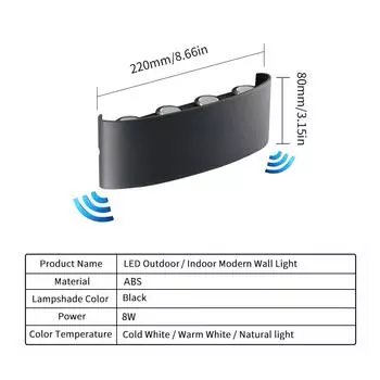 8W LED Wall Light Lamp Radar Motion Sensor AC85-265V Cold White Warm White Natural Light ABS Material For Indoor Outdoor Home Natural Light&Radar Sensor