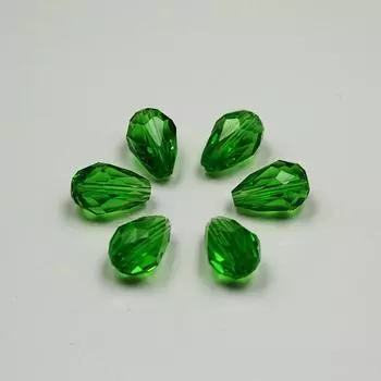 8x11 мм 10 шт. Граненые стеклянные бусины в виде капель воды класса А для изготовления ювелирных изделий своими руками зелёный