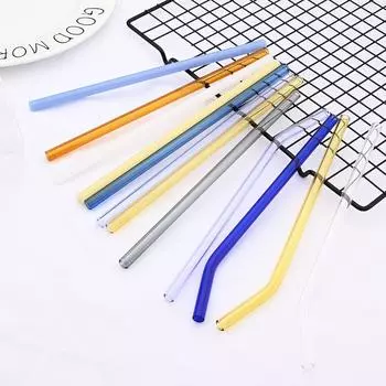 8x200 мм многоразовые соломинки для питья, набор соломинок из боросиликатного стекла, смузи, коктейли, аксессуары для бара, соломинки с сумкой для кисточек белый