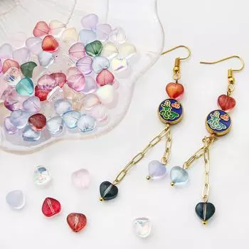 8x8 мм 10 шт./пакет Стеклянные бусины в форме сердца в старинном стиле для изготовления ювелирных изделий своими руками, аксессуары белый