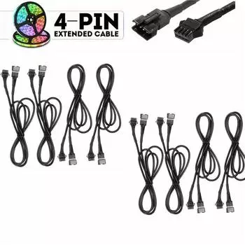 8x 4 Pin 4ft Extension Wire Cable Connector Extend Line For RGB LED Light Strips