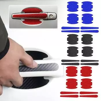 8x Автомобильные дверные ручки-чаши из углеродного волокна защитные наклейки против царапин универсальные дверные защитные полосы против столкновений аксессуары красный