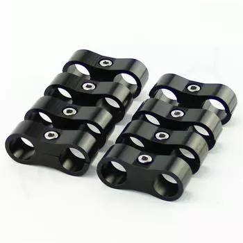 8x Car SUV Black AN-10 19mm Braided Hose Separator Clamp Fitting Adapter Bracket