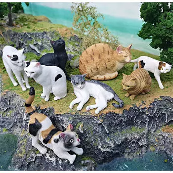 8x набор фигурок кошек, украшения для торта, милые украшения для дома, реалистичные игрушки для животных