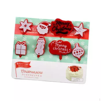 8x рождественских вилок для еды, праздничные атрибуты, вилки для торта, закуски, выпечка, красные красный