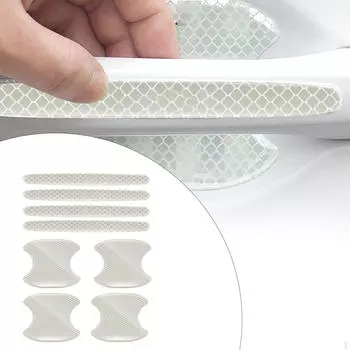 8x Универсальная защита от царапин на дверных ручках автомобиля, светоотражающие полосы, наклейки