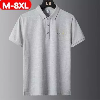 8XL Большая мужская рубашка поло плюс толстый лацкан Fat Man Хлопковая футболка с короткими рукавами 8XL белый