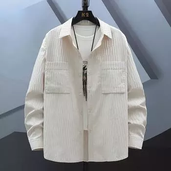 8XL Большая рубашка с длинным рукавом, свободная модная рубашка, мужская рубашка с воротником и пуговицами L