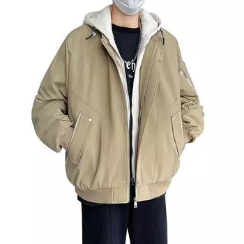 8XL Большая зимняя куртка для отдыха из двух частей, мужская повседневная куртка из хлопка с капюшоном 8XL чёрный