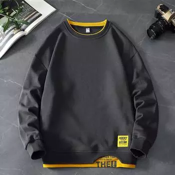 8XL Большие размеры Модный свитер Мужской осенне-зимний свитер Мужские топы больших размеров Парная одежда Спортивные свободные пуловеры 8XL чёрный