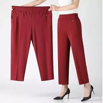 8XL брюки для женщин среднего возраста, большие размеры, летние, тонкие, с высокой талией, эластичные, свободные, прямые брюки, женские повседневные брюки 8XL