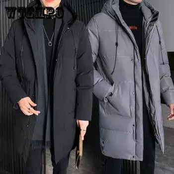 8XL Мужская зимняя новая длинная теплая толстая куртка с капюшоном, куртка, пальто, мужская осенняя верхняя одежда, классическая ветрозащитная парка с карманами для мужчин 4XL