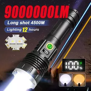 9000000LM супер яркий фонарик белый желтый свет фонарик перезаряжаемый 26650 фонарик уличный кемпинговый фонарь Kit D