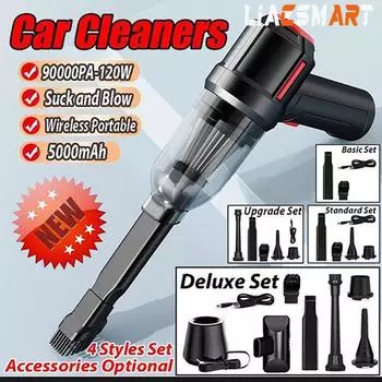 90000 Па 120 Вт 4-в-1 портативный беспроводной автомобильный пылесос двойного назначения ручной автоматический пылесос воздуходувка щетка для пола, мини-пылесос чёрный