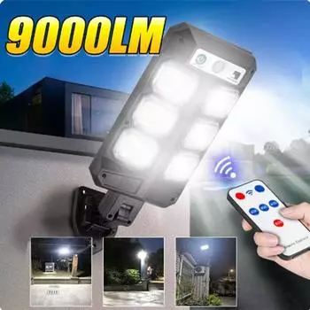 9000LM светодиодная солнечная лампа с датчиком движения, настенный светильник, уличный солнечный светильник, водонепроницаемый уличный светильник с дистанционным управлением, внешний солнечный светильник A-Solar lamp